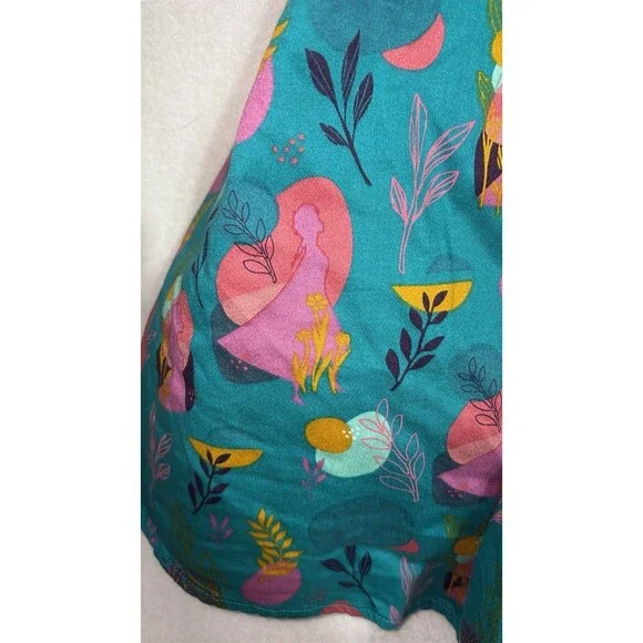 DISNEY STORE Frozen Ana Elsa Princess Dress Pretend Play Sz 9/10 Turquoise/pink - Picture 4 of 12